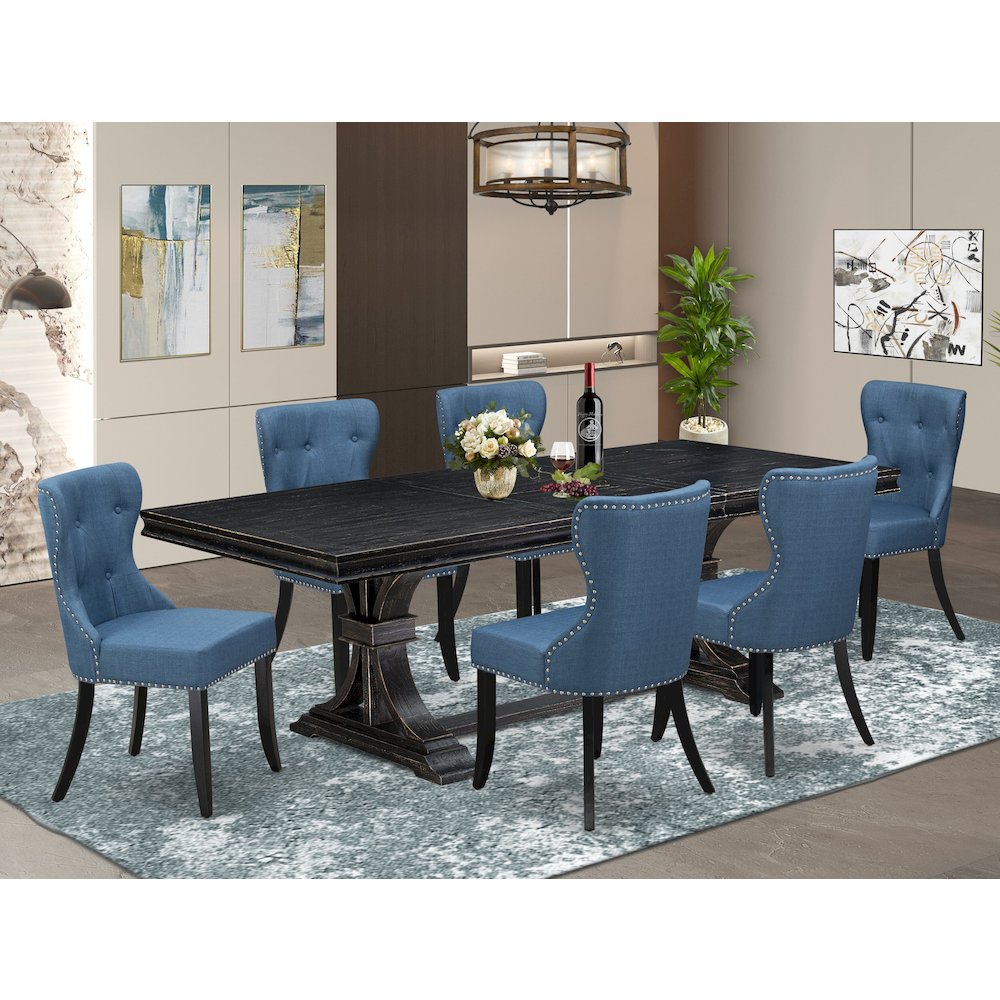 7 piece Kitchen Table Set of a Kitchen Table and 6 Dinning Room Chairs. Picture 5