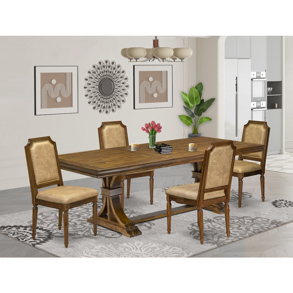 5 piece Kitchen Table Set a Modern Dining Table and 4 Dark Grey Dinner Chairs. Picture 5