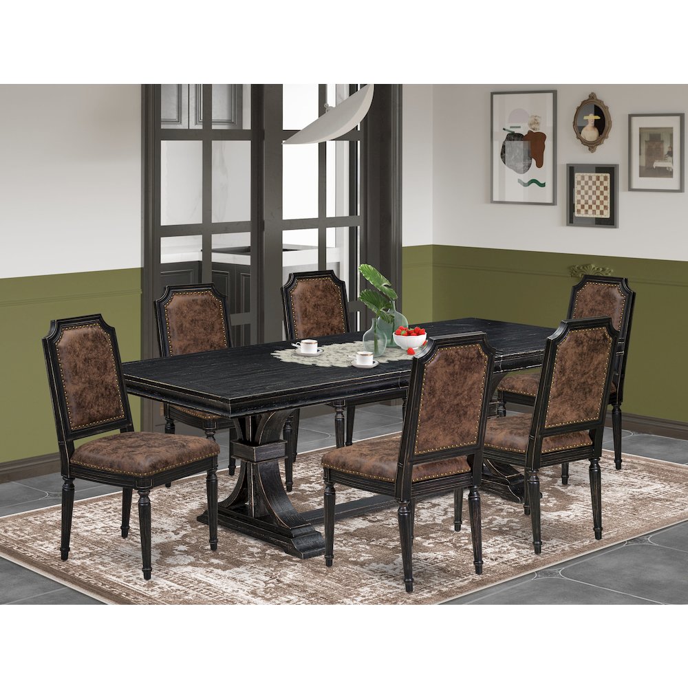 7 piece Dining Table Set consists of a Dining Table and 6 Kitchen Chairs. Picture 5