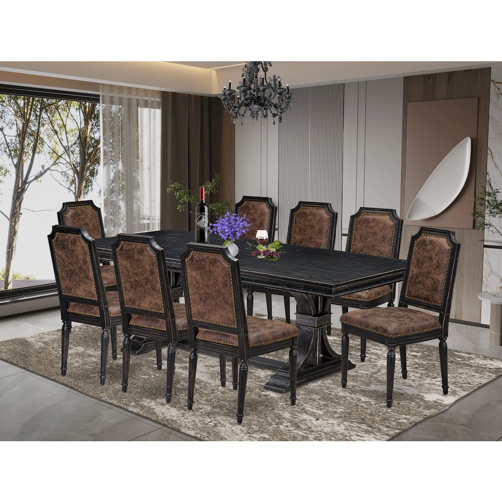 9 piece Modern Dining Table Set includes a Dining Table and 8 Kitchen Chairs. Picture 5
