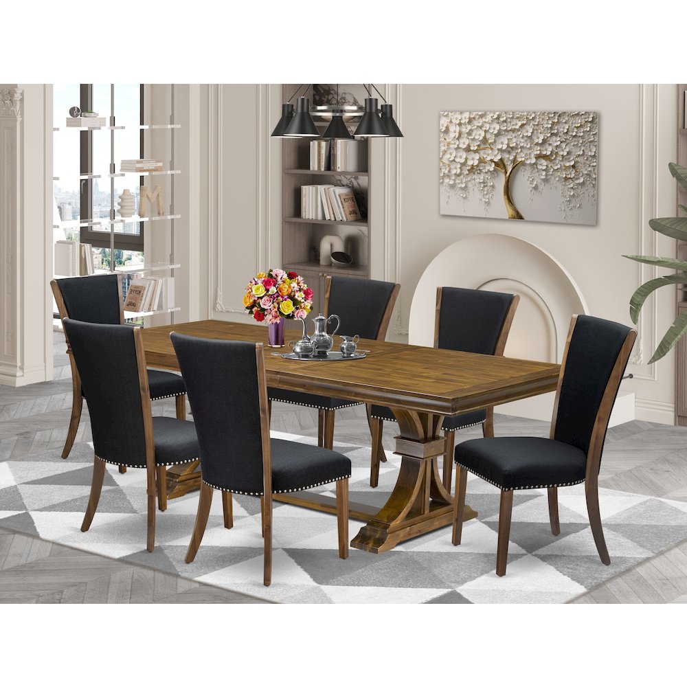 7 piece Modern Dining Table Set a Kitchen Table and 6 Dining room Chairs. Picture 5