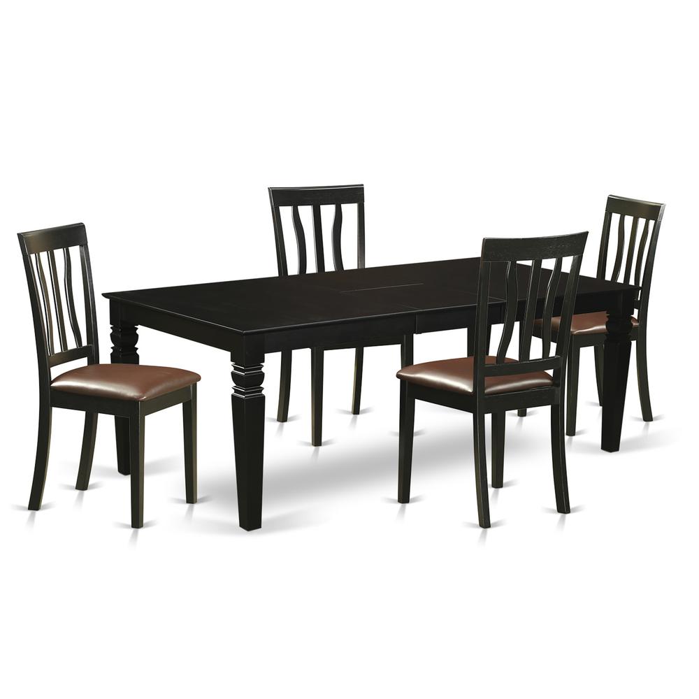 5  Pc  Kitchen  table  set  with  a  Kitchen  Table  and  4  Leather  Dining  Chairs  in  Black. Picture 1