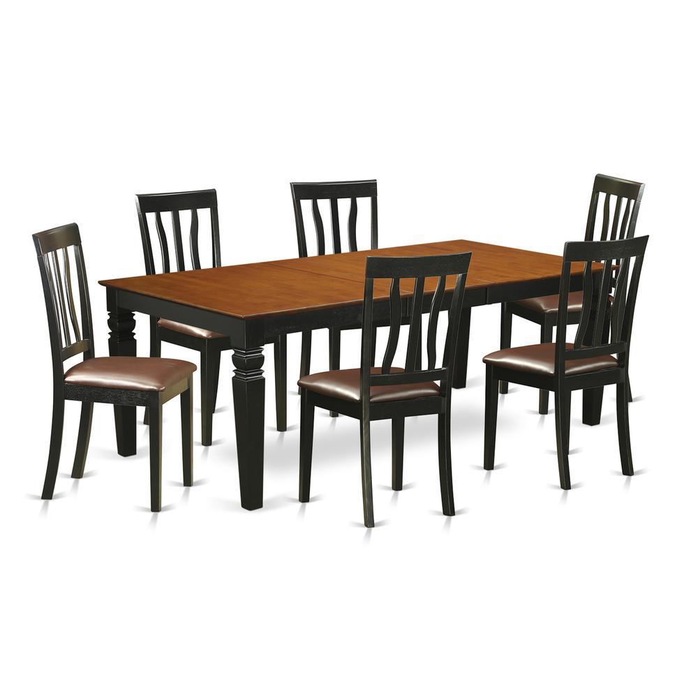 7  Pc  Table  set  with  a  Dining  Table  and  6  Dining  Chairs  in  Black  and  Cherry. Picture 1