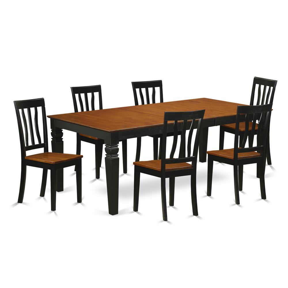 7  Pc  Dining  room  set  with  a  Table  and  6  Kitchen  Chairs  in  Black  and  Cherry. Picture 1