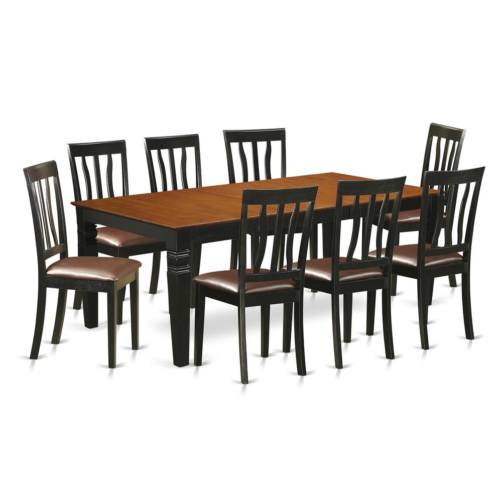 9  PcKitchen  Table  set  with  a  Dining  Table  and  8  Kitchen  Chairs  in  Black  and  Cherry. Picture 1