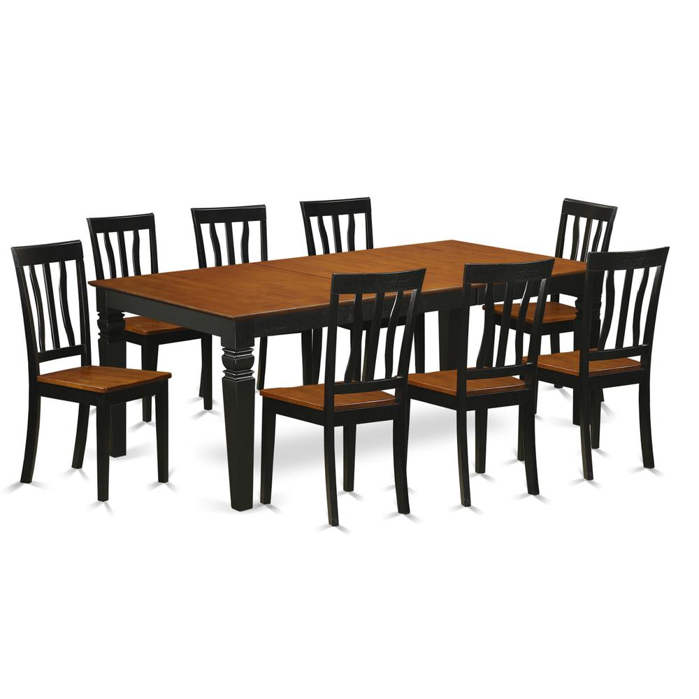 9  PcKitchen  dinette  set  with  a  Table  and  8  Dining  Chairs  in  Black  and  Cherry. Picture 1