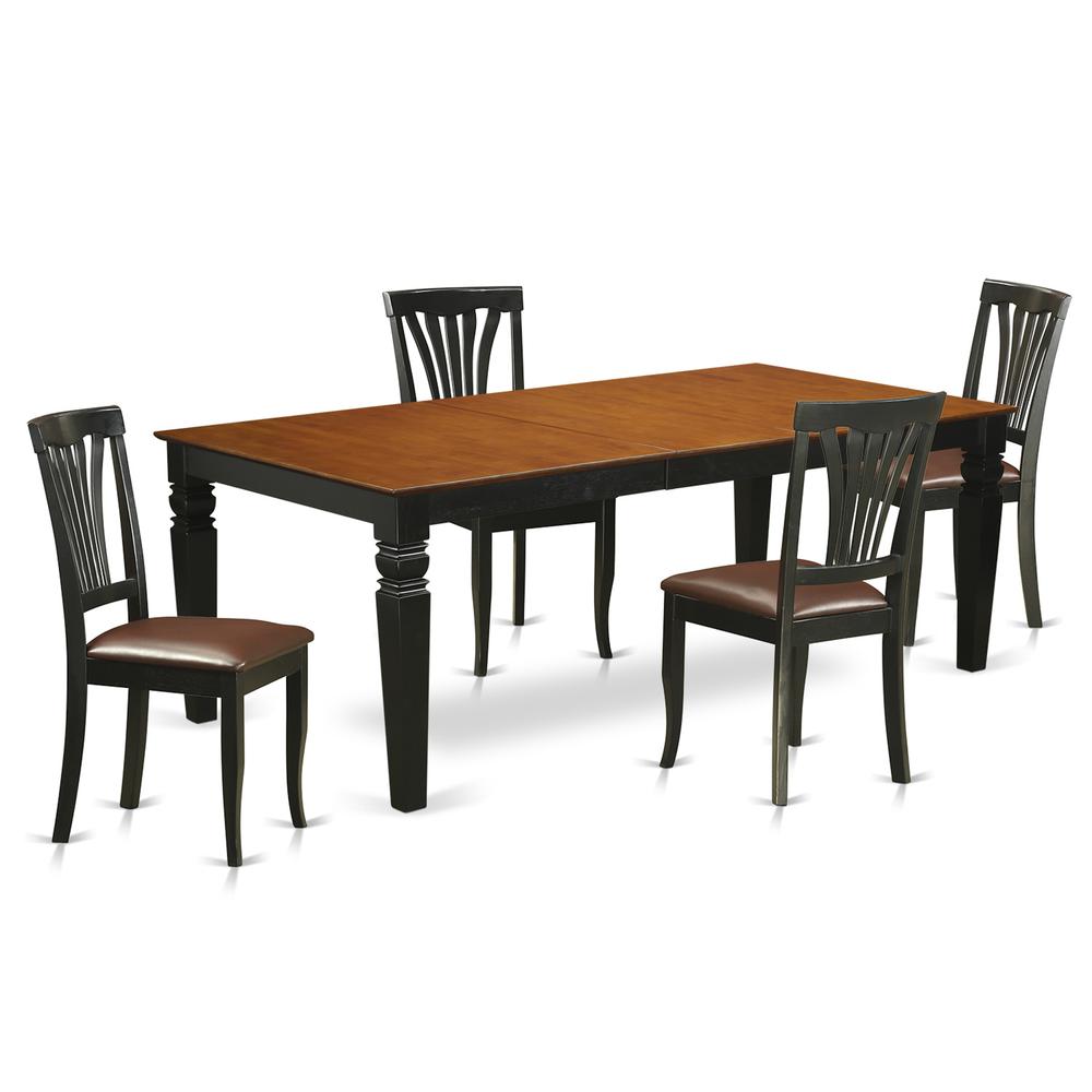 5  Pc  Table  and  chair  set  with  a  Table  and  4  Dining  Chairs  in  Black  and  Cherry. Picture 1