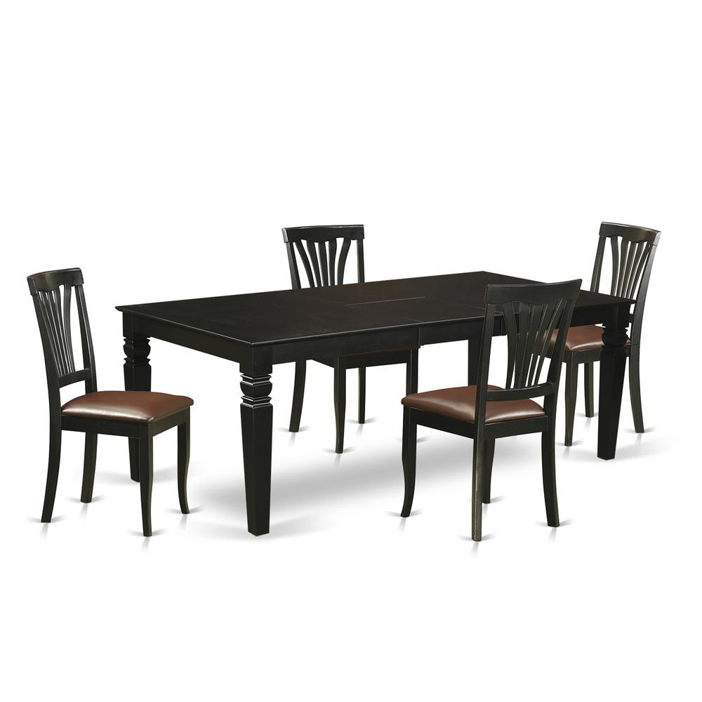5  Pc  Dinette  set  with  a  Kitchen  Table  and  4  Leather  Dining  Chairs  in  Black. Picture 1