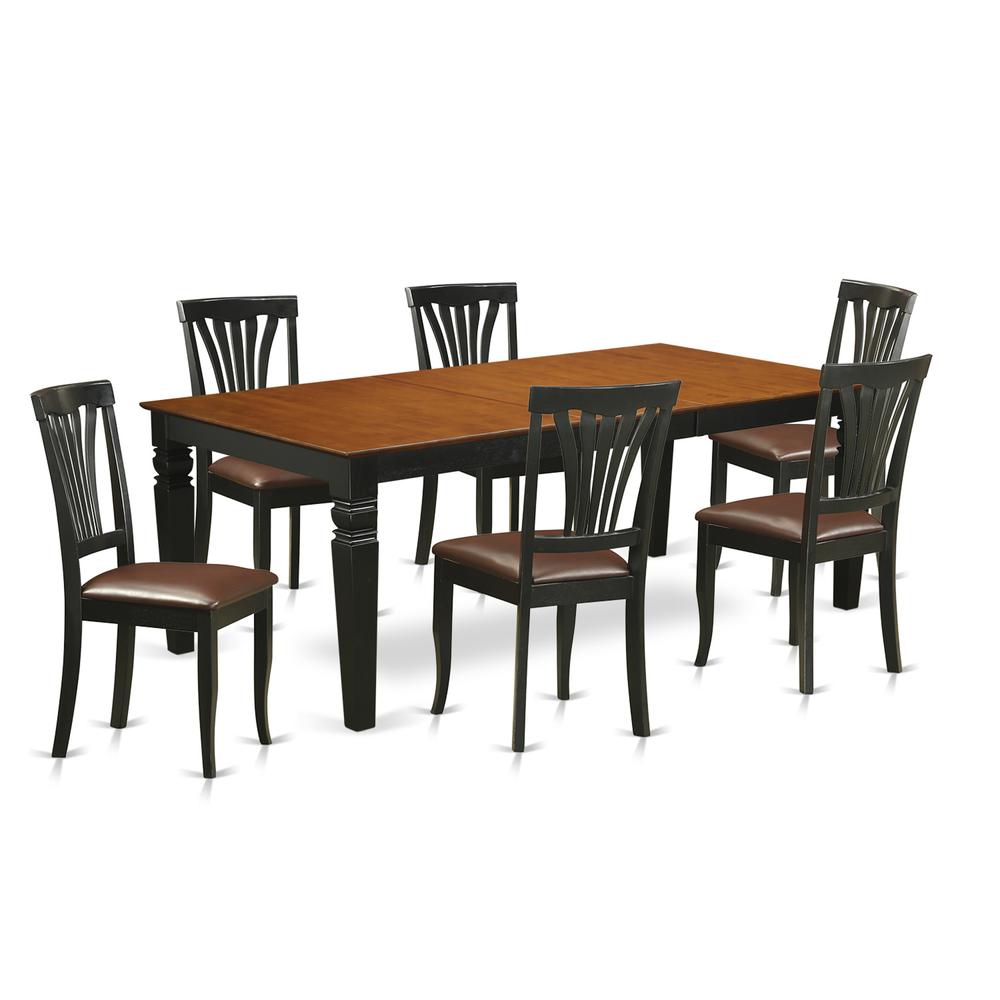 7  PcTable  and  chair  set  with  a  Table  and  6  Dining  Chairs  in  Black  and  Cherry. Picture 1