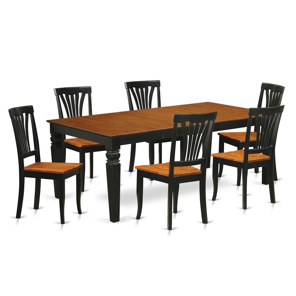 7  Pc  Dinette  set  with  a  Table  and  6  Dining  Chairs  in  Black  and  Cherry. Picture 1