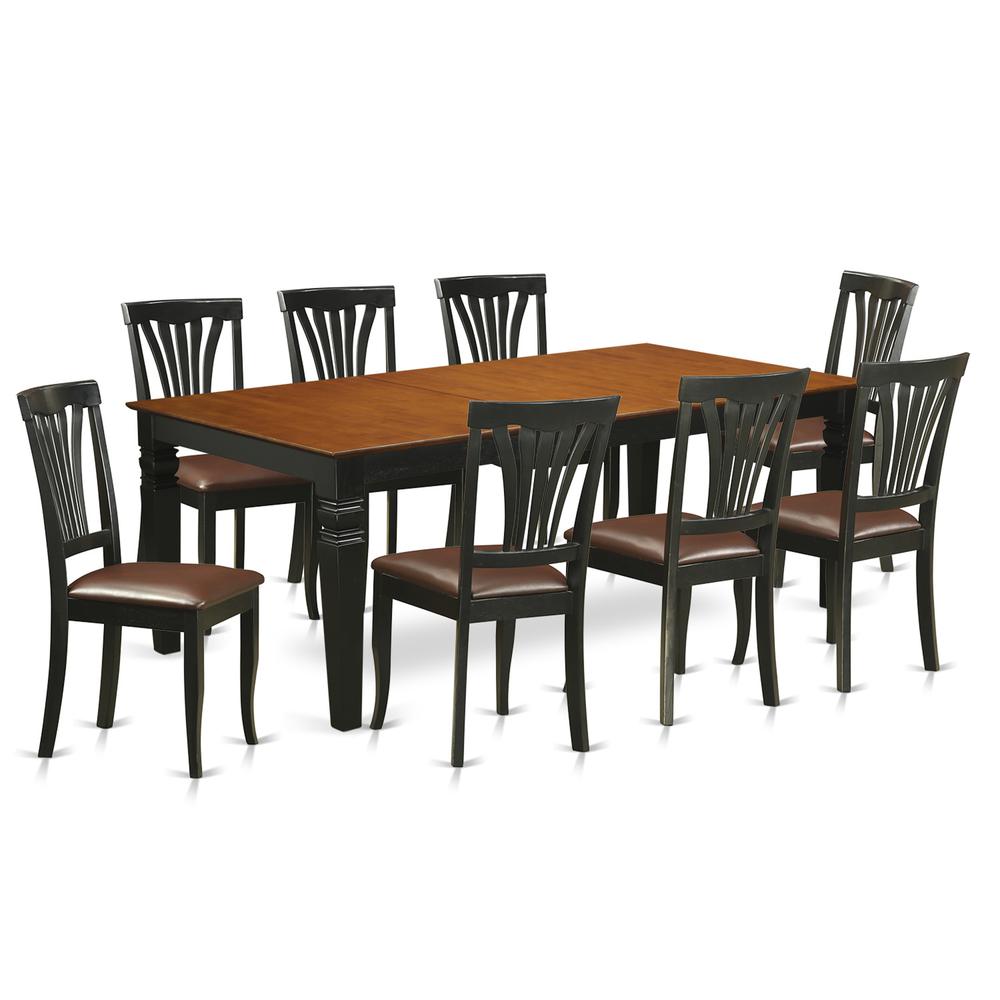 9  PcTable  set  with  a  Dining  Table  and  8  Dining  Chairs  in  Black  and  Cherry. Picture 1