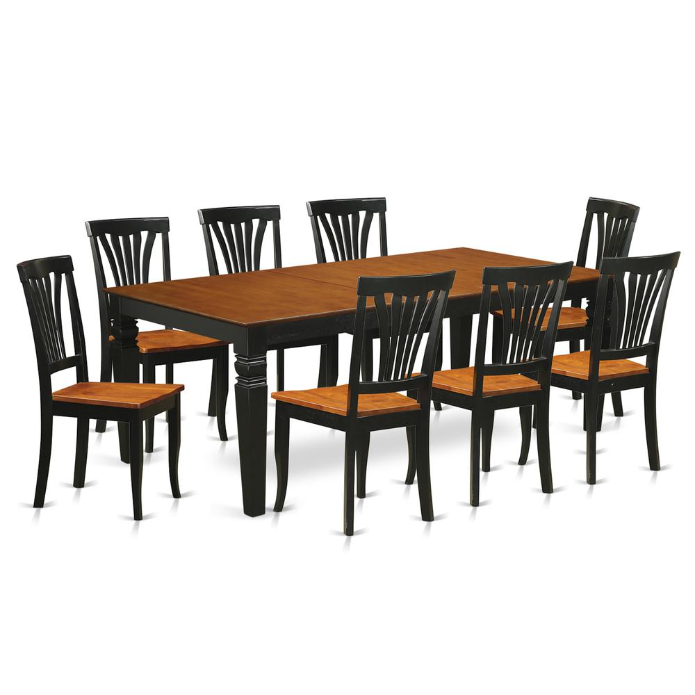 9  PC  Kitchen  dinette  set  with  a  Dining  Table  and  8  Dining  Chairs  in  Black  and  Cherry. Picture 1
