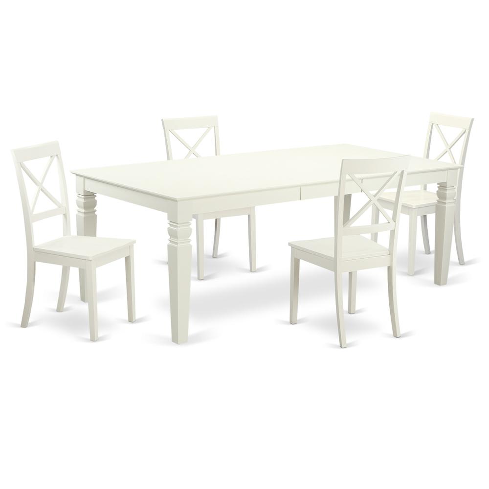 5  PcKitchen  Table  set  with  a  Dining  Table  and  4  Dining  Chairs  in  Linen  White. Picture 1