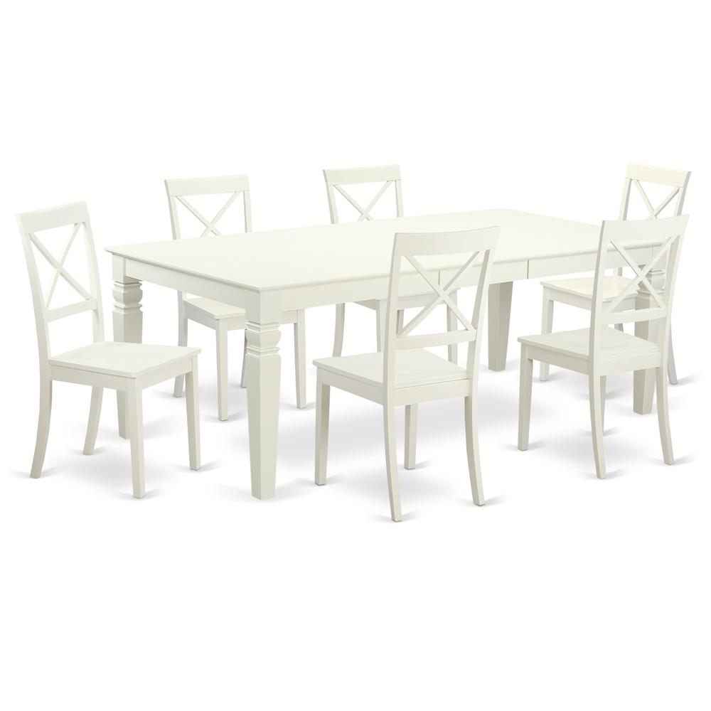 7  PC  Kitchen  Tables  and  chair  set  with  a  Table  and  6  Dining  Chairs  in  Linen  White. Picture 1