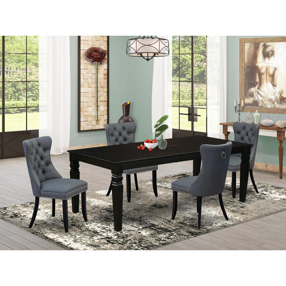5 Piece Dining Table Set Contains a Rectangle Wooden Table with Butterfly Leaf. Picture 7
