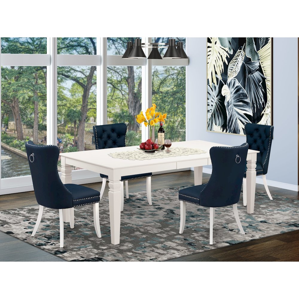 5 Piece Dining Set Consists of a Rectangle Wooden Table with Butterfly Leaf. Picture 2