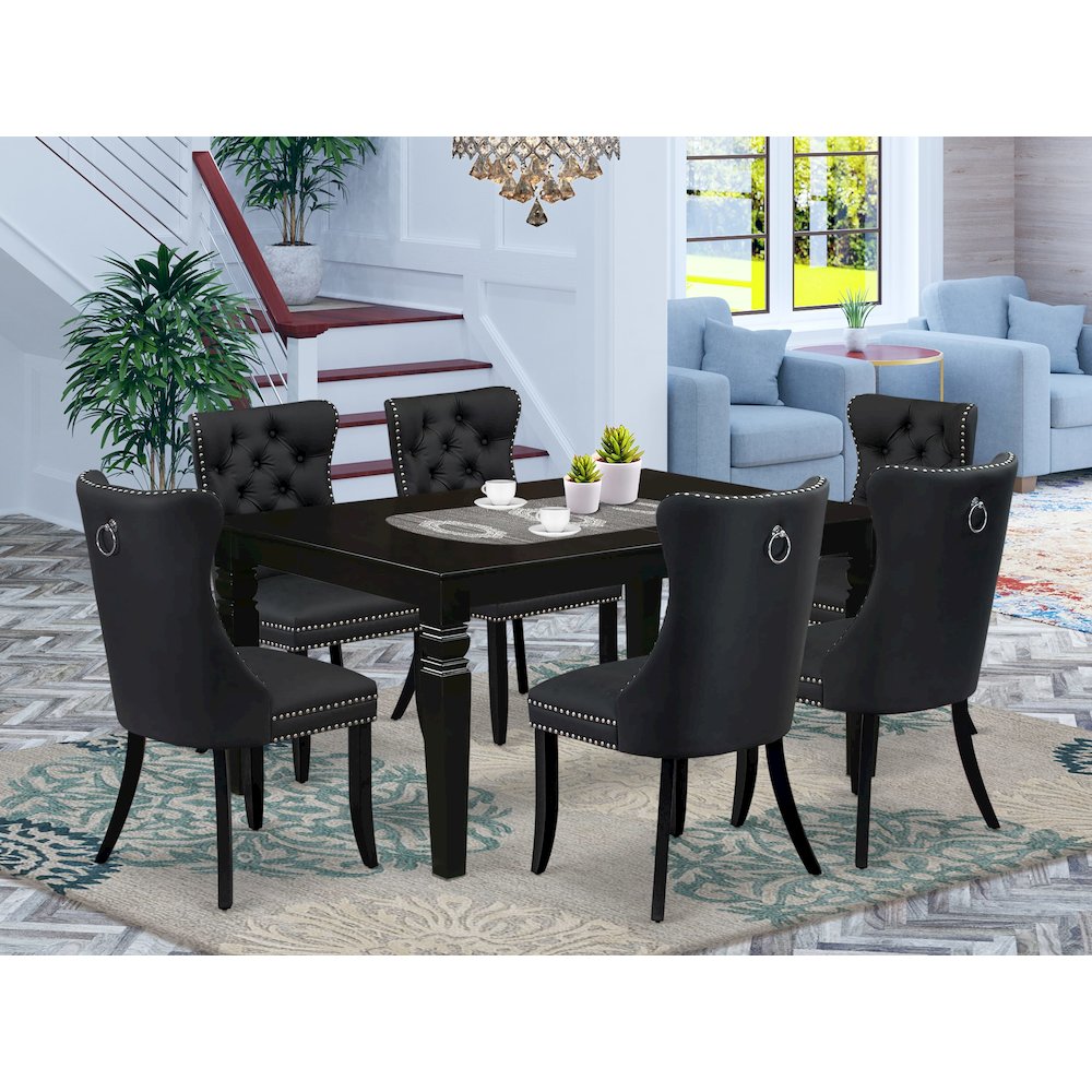 7 Piece Dinette Set Contains a Rectangle Kitchen Table with Butterfly Leaf. Picture 2