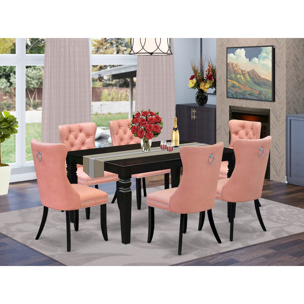 7 Piece Dining Table Set Contains a Rectangle Kitchen Table with Butterfly Leaf. Picture 2