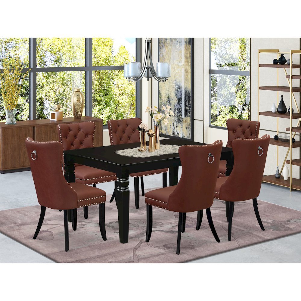 7 Piece Dining Table Set Contains a Rectangle Kitchen Table with Butterfly Leaf. Picture 2