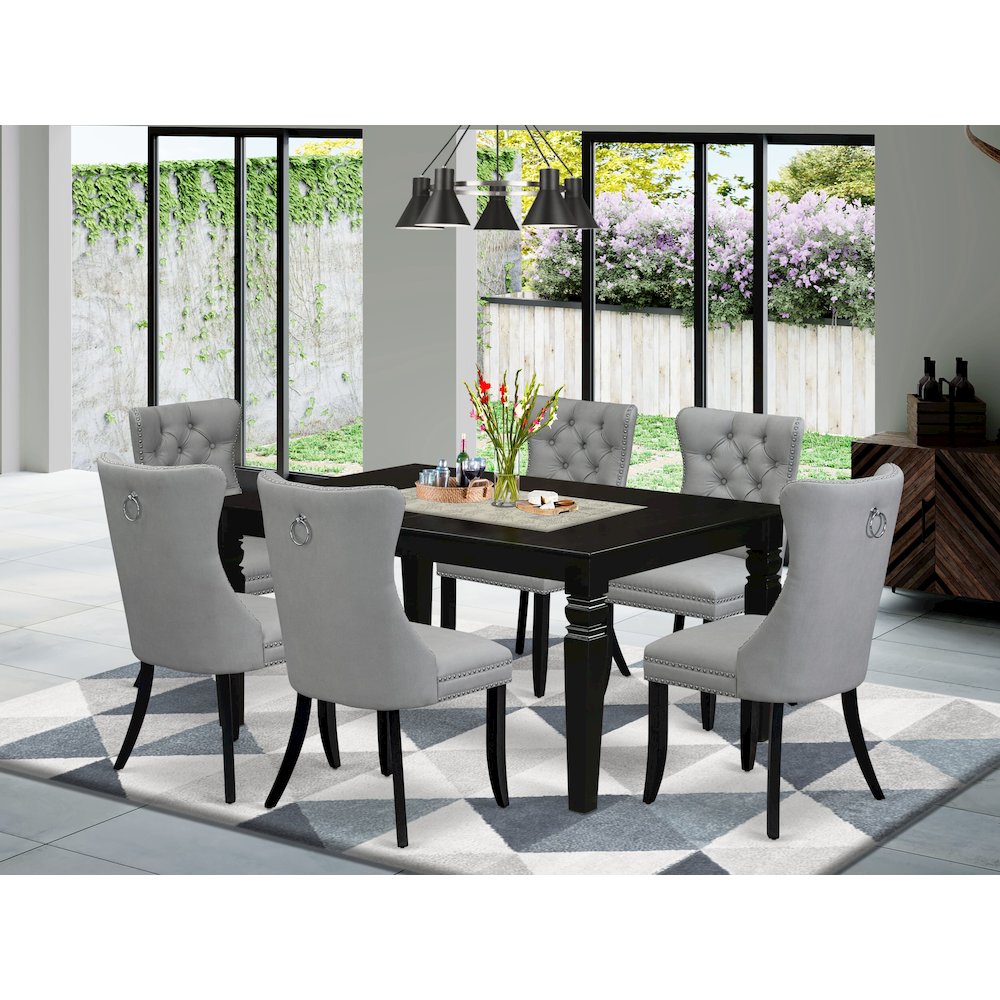 7 Piece Dining Table Set Contains a Rectangle Kitchen Table with Butterfly Leaf. Picture 2