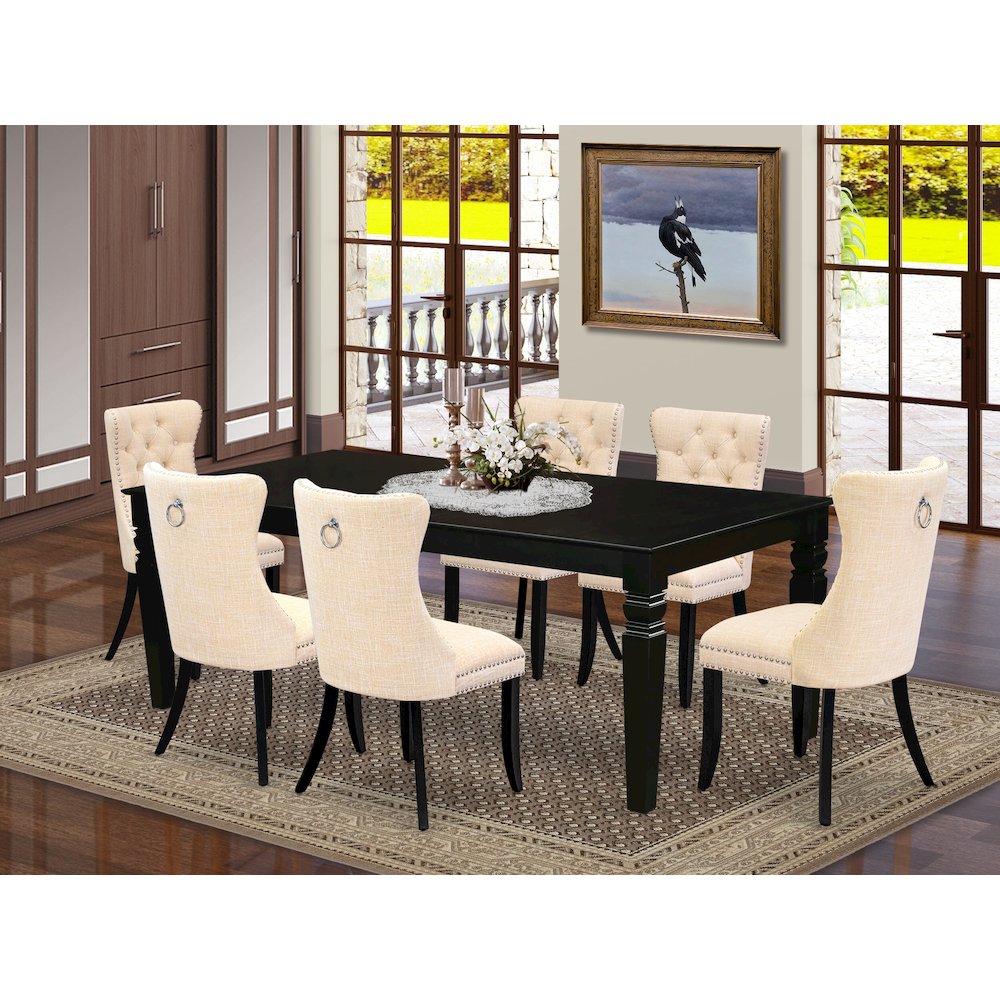 7 Piece Kitchen Table Set Consists of a Rectangle Dining Table. Picture 2