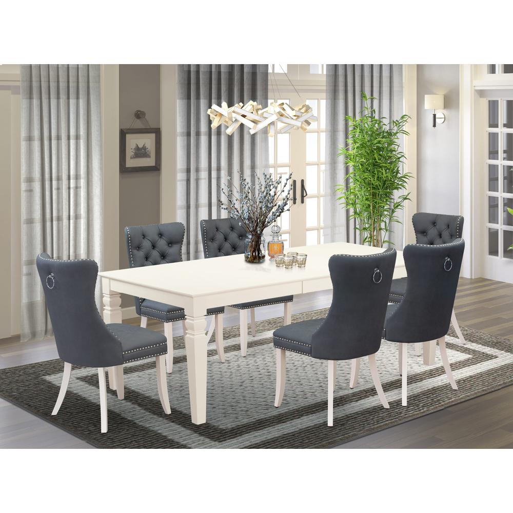 7 Piece Kitchen Set Consists of a Rectangle Dining Table with Butterfly Leaf. Picture 6
