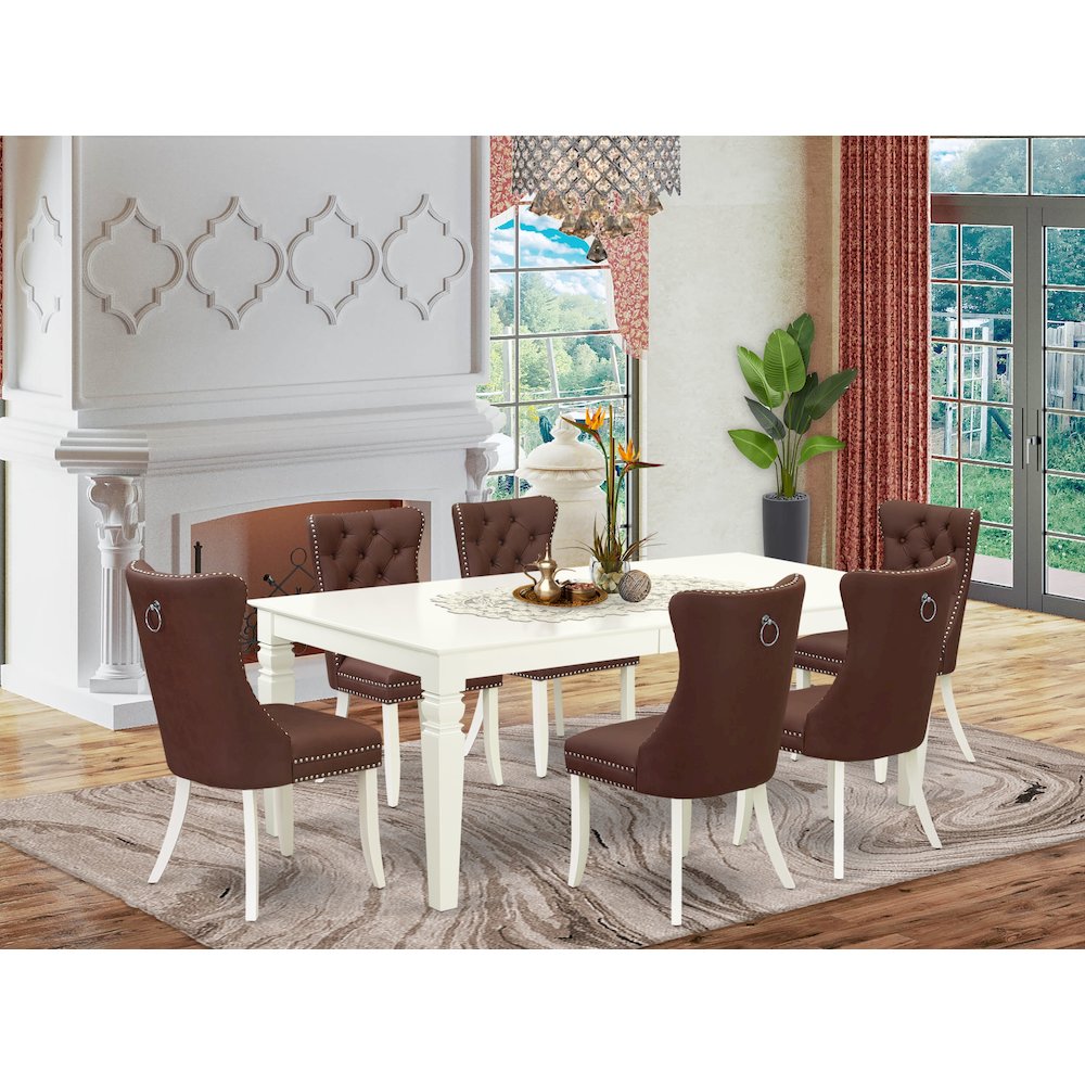 7 Piece Dining Set Contains a Rectangle Kitchen Table with Butterfly Leaf. Picture 2