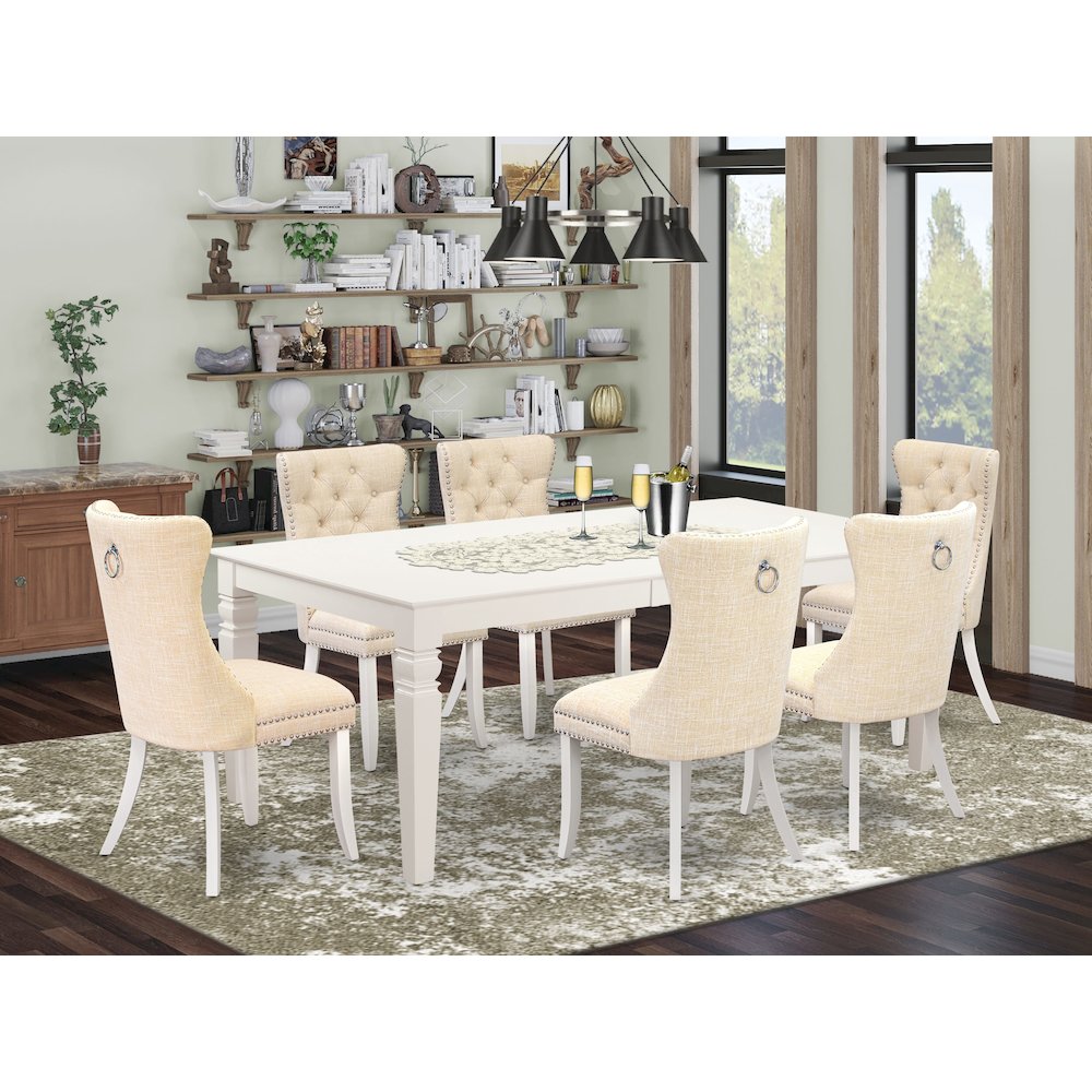 7 Piece Dinette Set Contains a Rectangle Dining Table with Butterfly Leaf. Picture 2