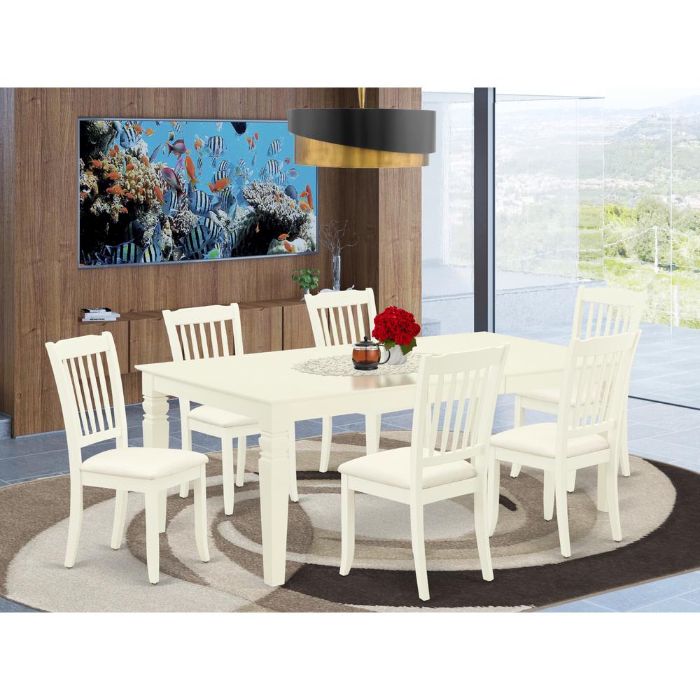 Dining Room Set Linen White, LGDA7-LWH-C. Picture 2
