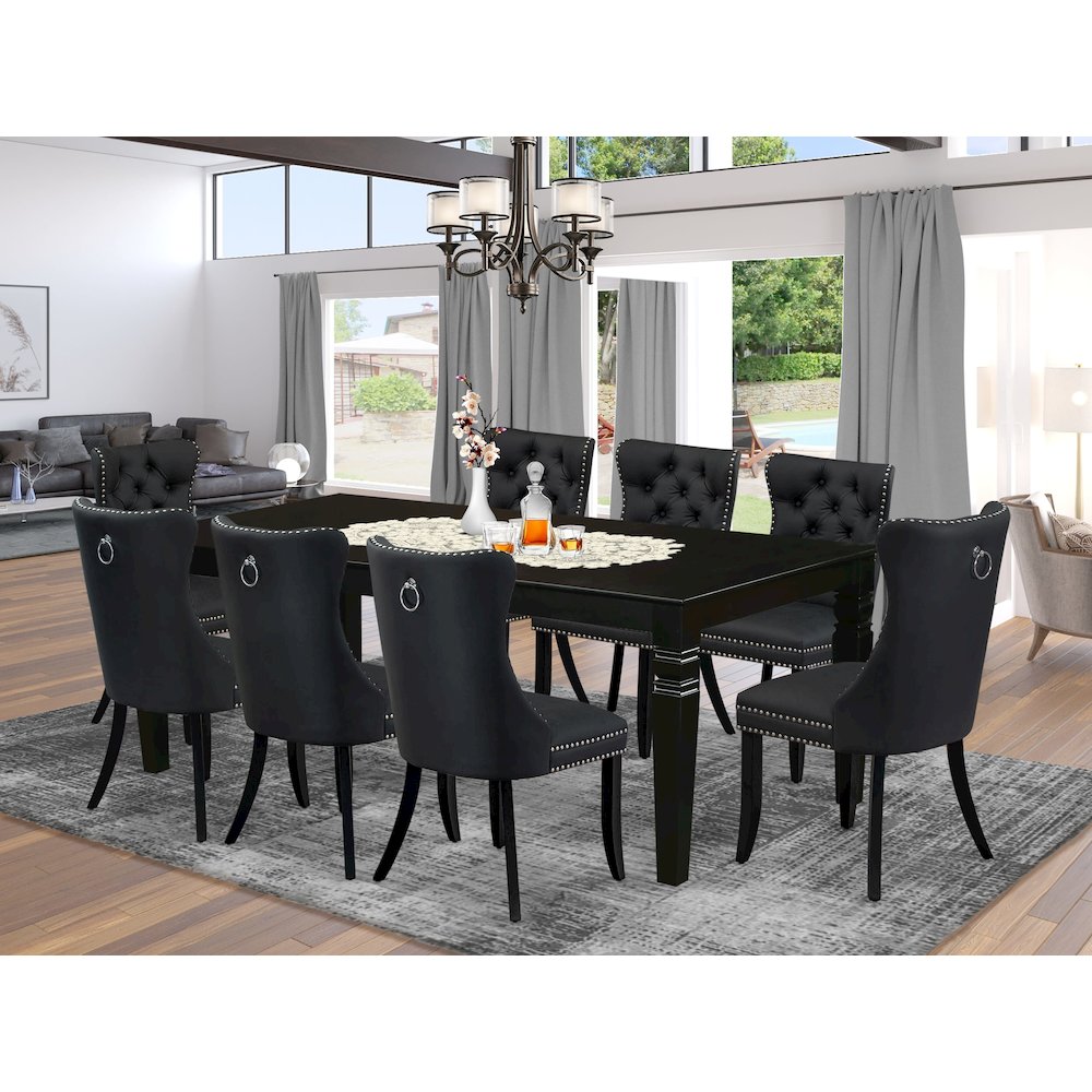 9 Piece Dining Table Set Consists of a Rectangle Kitchen Table. Picture 2