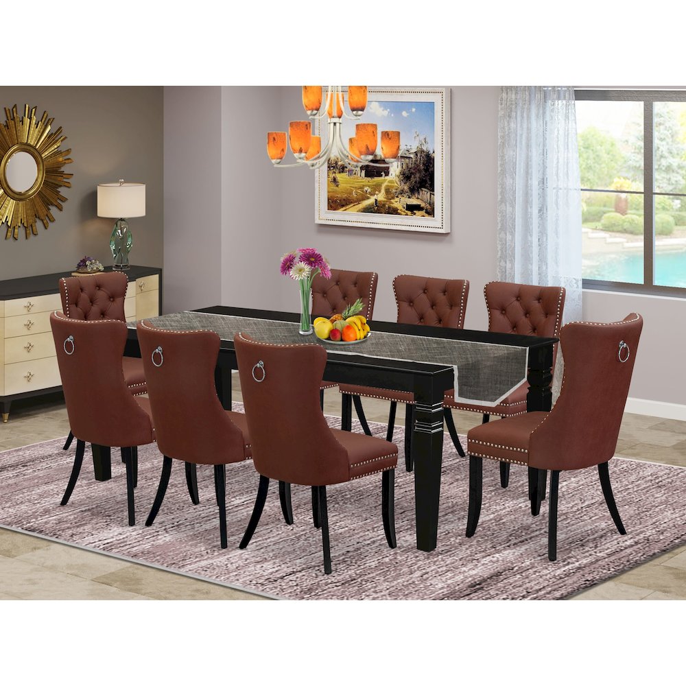 9 Piece Kitchen Set Consists of a Rectangle Dining Table with Butterfly Leaf. Picture 2