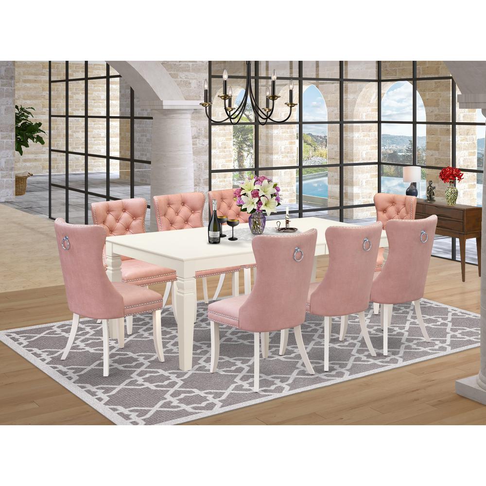 9 Piece Kitchen Set Contains a Rectangle Dining Table with Butterfly Leaf. Picture 6