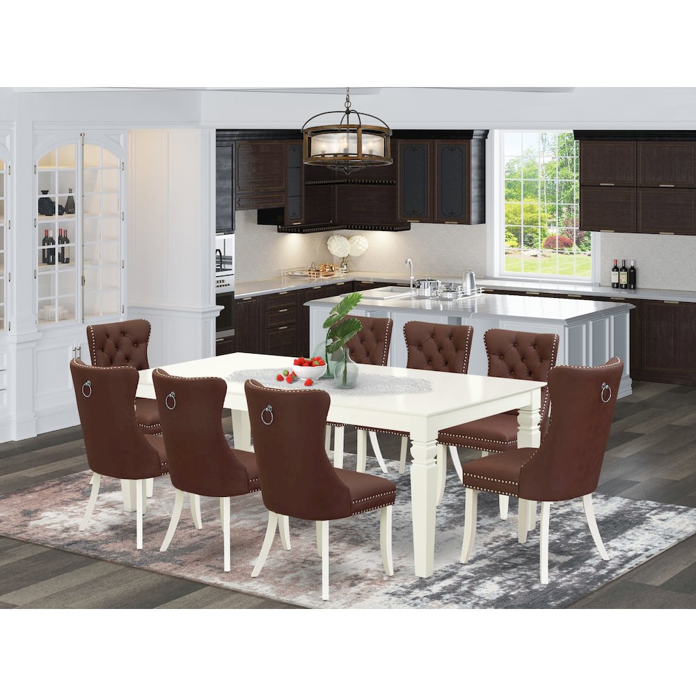 9 Piece Kitchen Table Set Consists of a Rectangle Dining Table. Picture 2