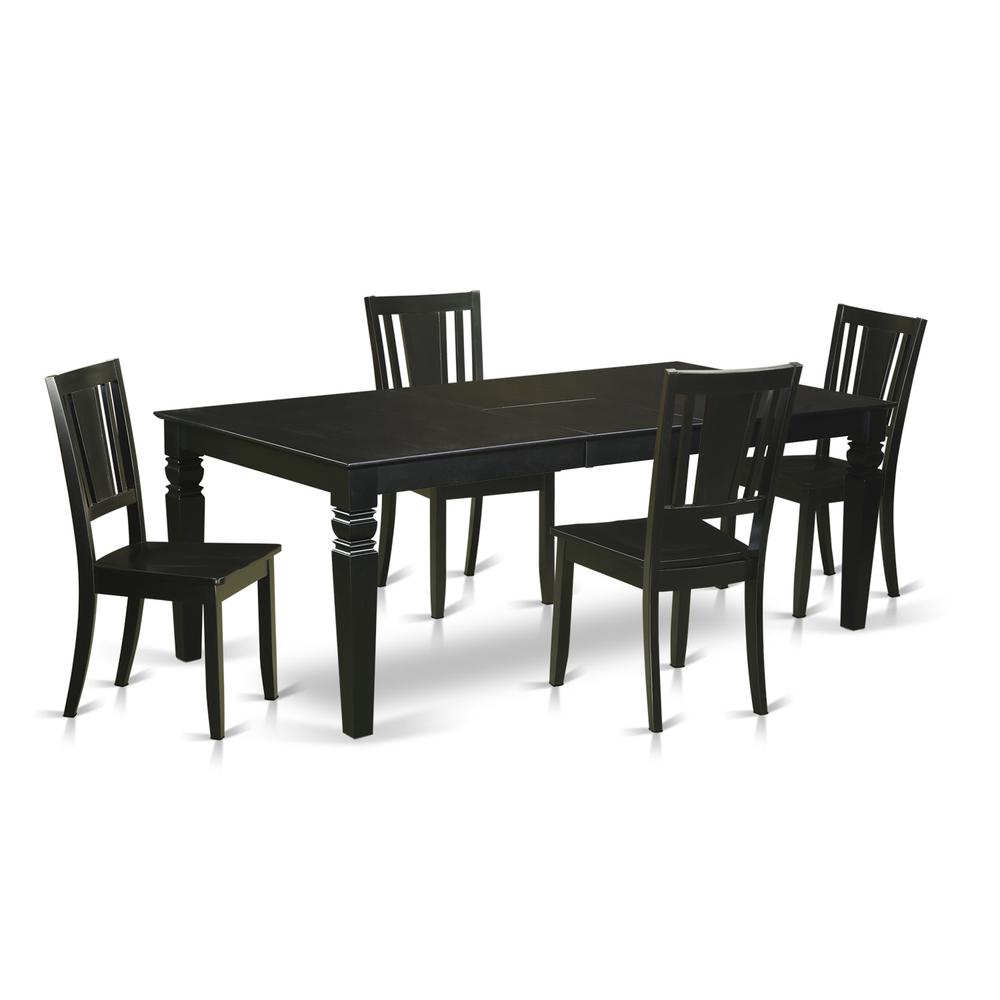 5  Pc  Dining  Room  set  with  a  Dinning  Table  and  4  Wood  Dining  Chairs  in  Black. Picture 1