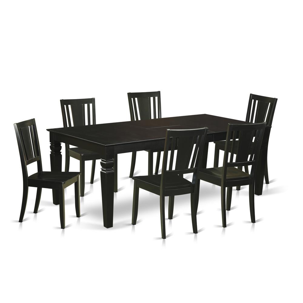 7  Pc  Dinette  set  with  a  Dining  Table  and  6  Wood  Kitchen  Chairs  in  Black. Picture 1