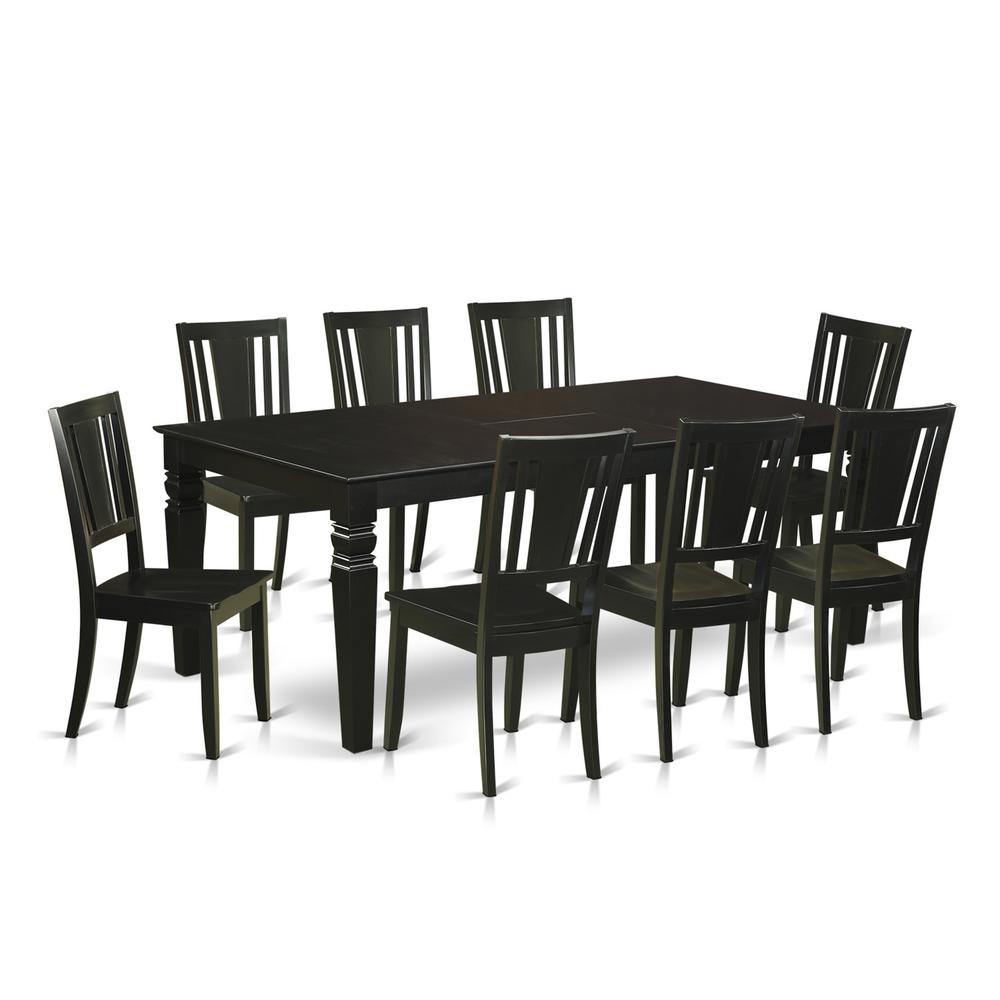 9  Pc  Dinette  set  with  a  Dinning  Table  and  8  Wood  Kitchen  Chairs  in  Black. Picture 1