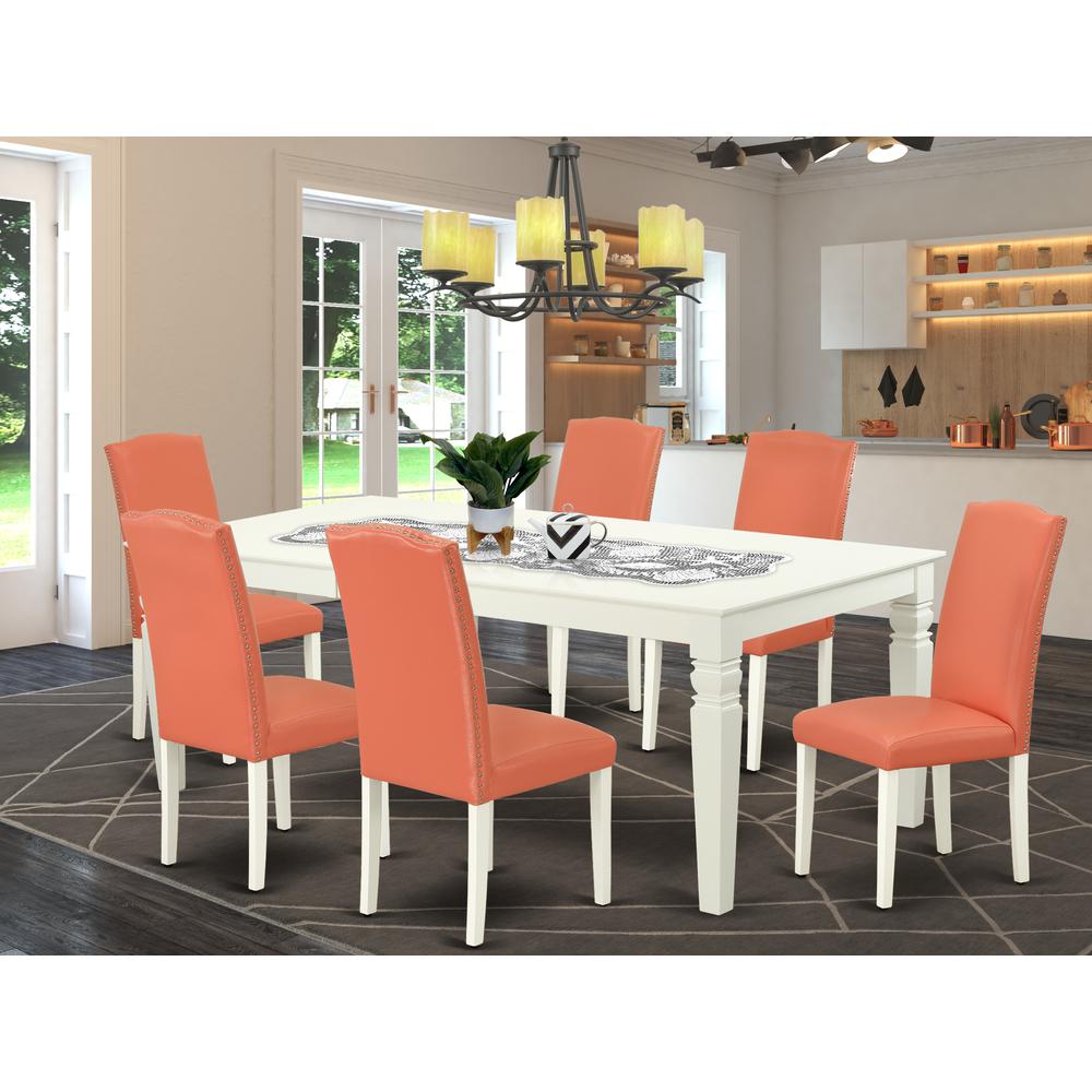 Dining Room Set Linen White, LGEN7-LWH-78. Picture 2