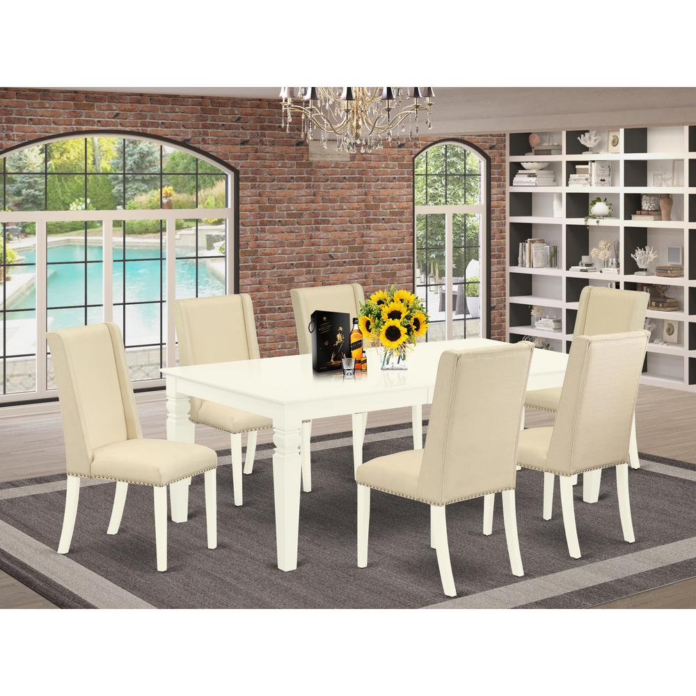 Dining Room Set Linen White, LGFL7-LWH-01. Picture 2