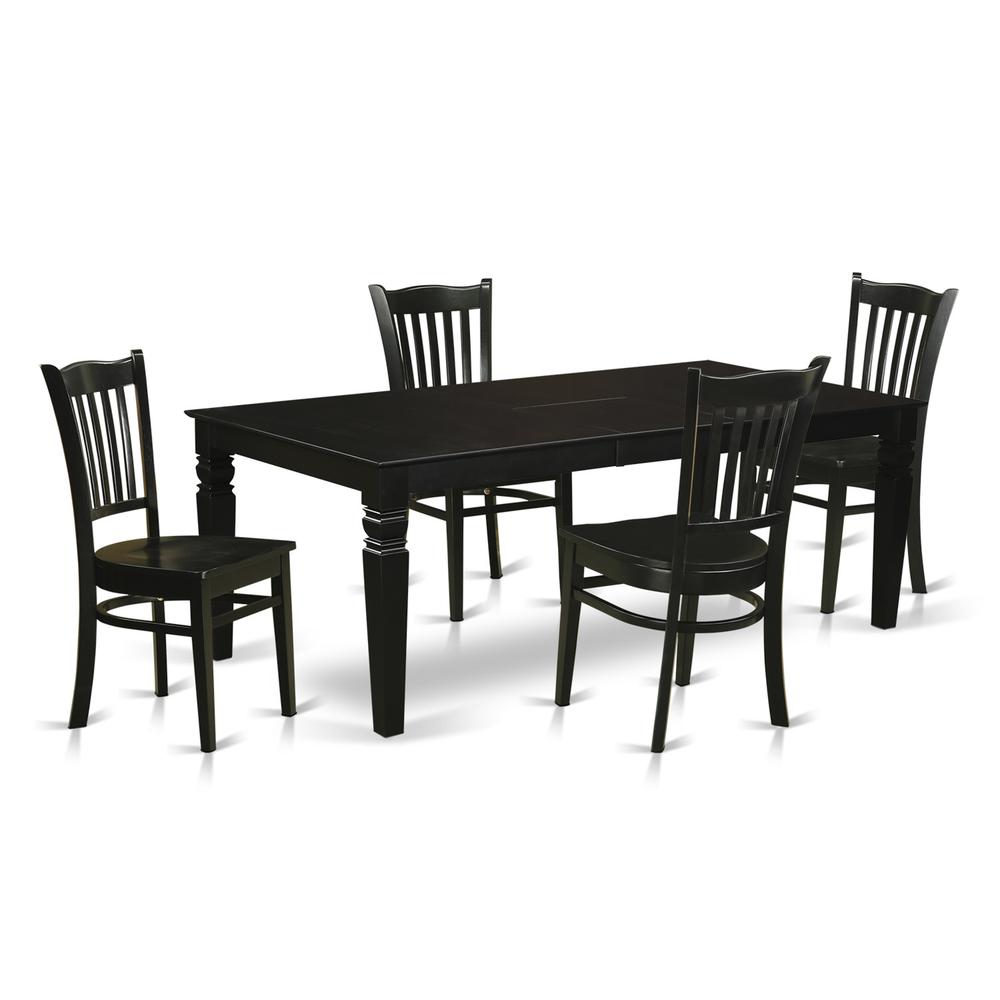 5  Pc  Dining  Room  set  with  a  Dinning  Table  and  4  Wood  Kitchen  Chairs  in  Black. Picture 1