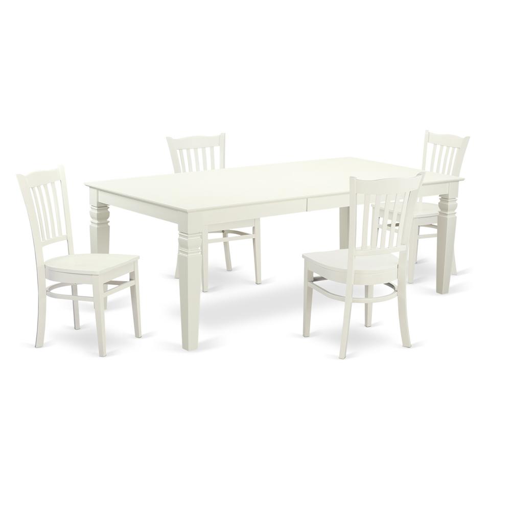 5  Pc  Kitchen  Table  set  with  a  Table  and  4  Dining  Chairs  in  Linen  White. Picture 1