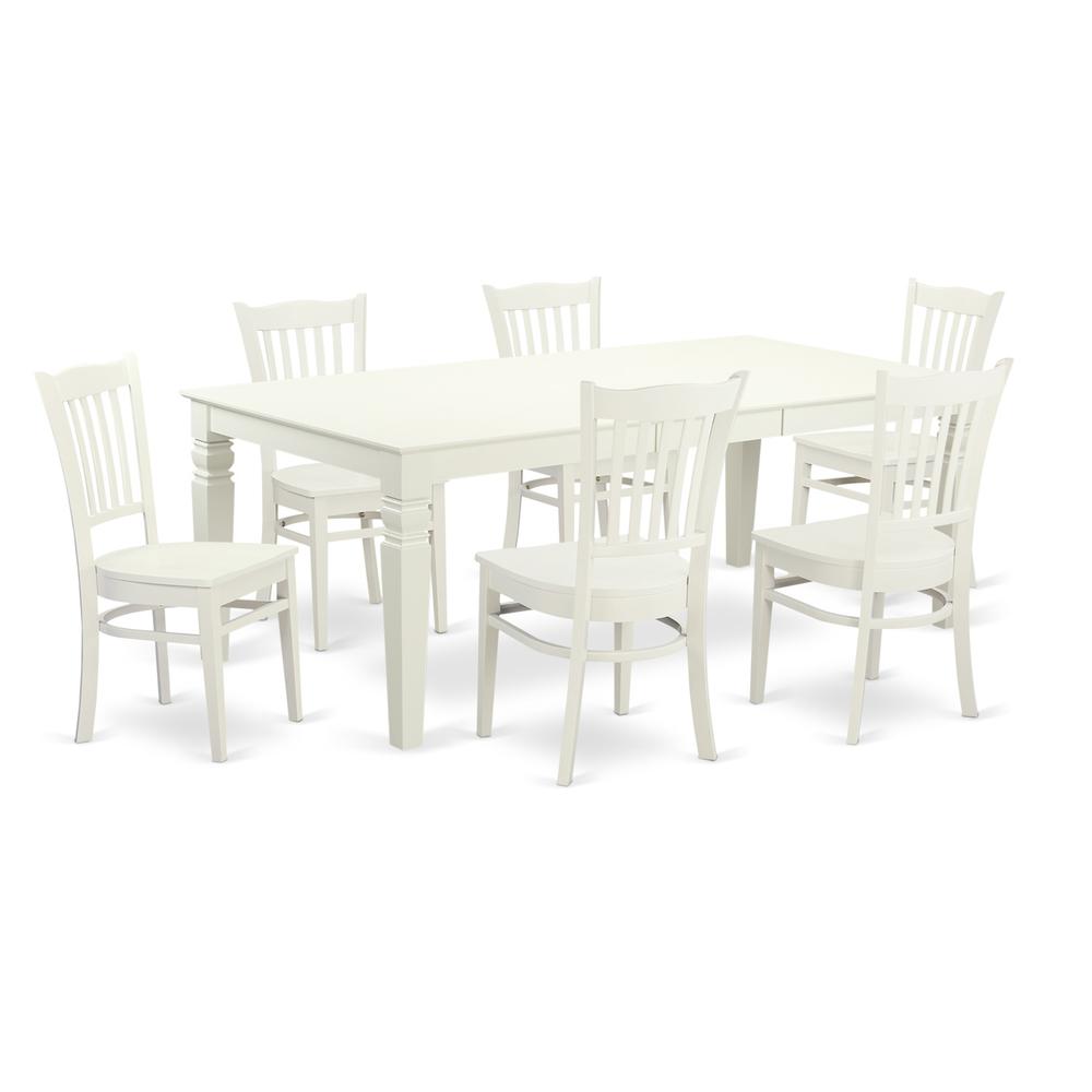 7  PcTable  and  chair  set  with  a  Dining  Table  and  6  Dining  Chairs  in  Linen  White. Picture 1