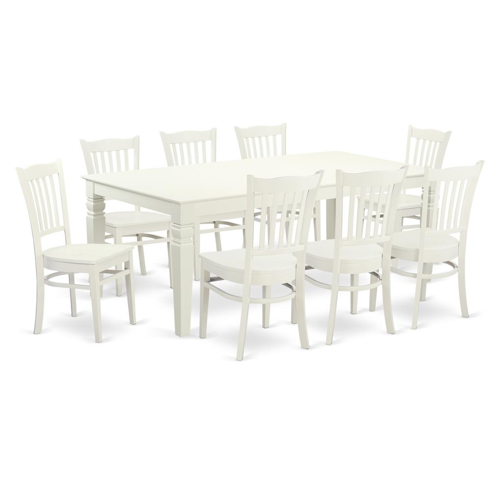9  Pc  Dinette  set  with  a  Dining  Table  and  8  Kitchen  Chairs  in  Linen  White. Picture 1