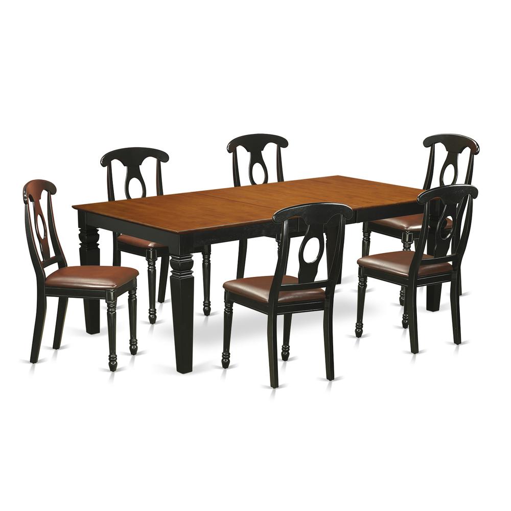 7  PcKitchen  Table  set  with  a  Table  and  6  Dining  Chairs  in  Black  and  Cherry. Picture 1