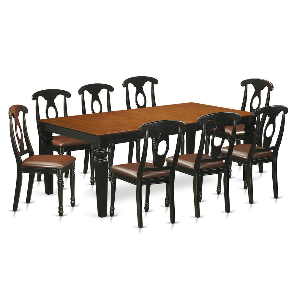 9  Pc  Table  and  chair  set  with  a  Dining  Table  and  8  Dining  Chairs  in  Black  and  Cherry. Picture 1