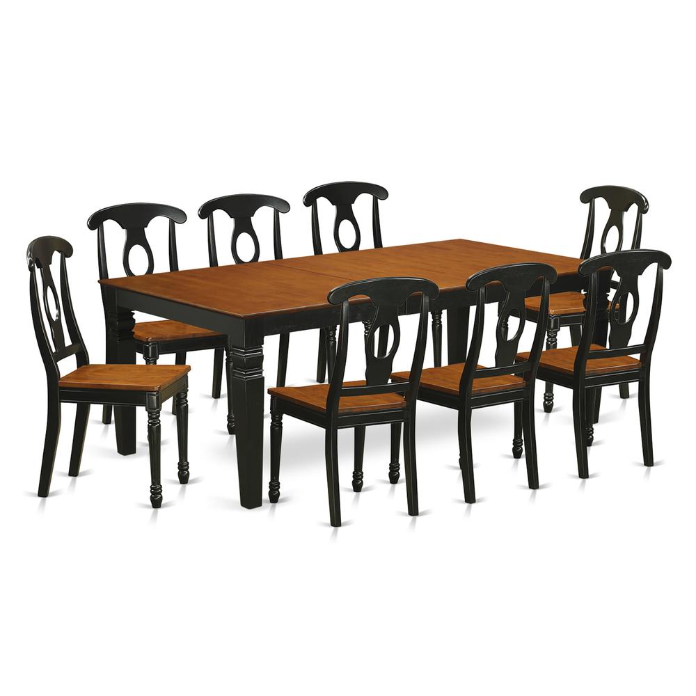 9  PC  Table  and  chair  set  with  a  Dining  Table  and  8  Dining  Chairs  in  Black  and  Cherry. Picture 1