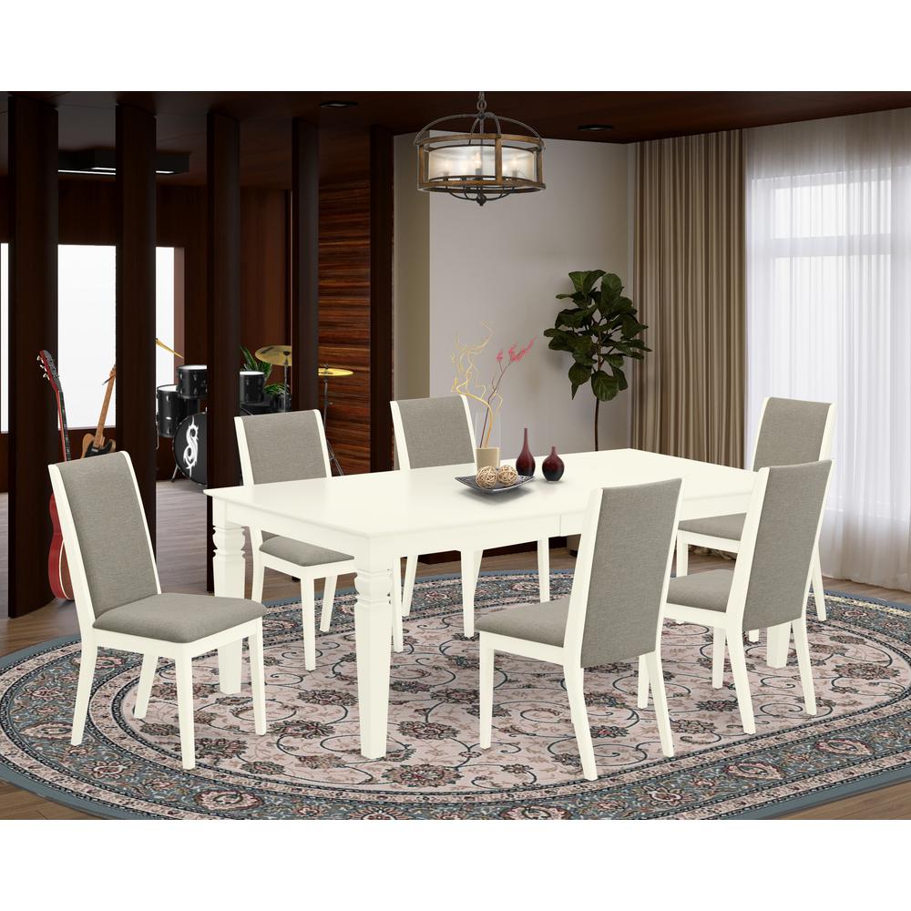 Dining Room Set Linen White, LGLA7-LWH-06. Picture 2
