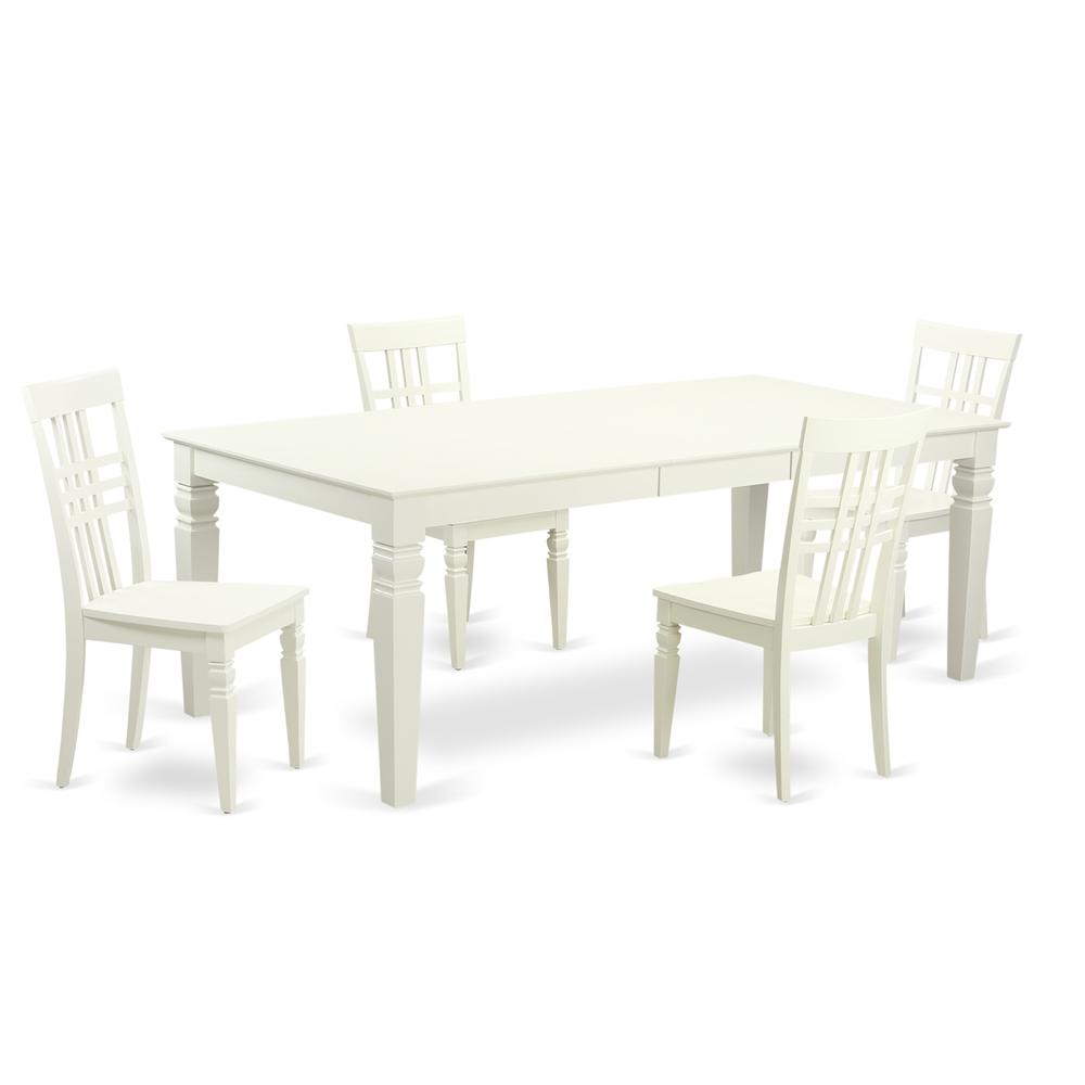5  Pc  Dining  room  set  with  a  Table  and  4  Dining  Chairs  in  Linen  White. Picture 1