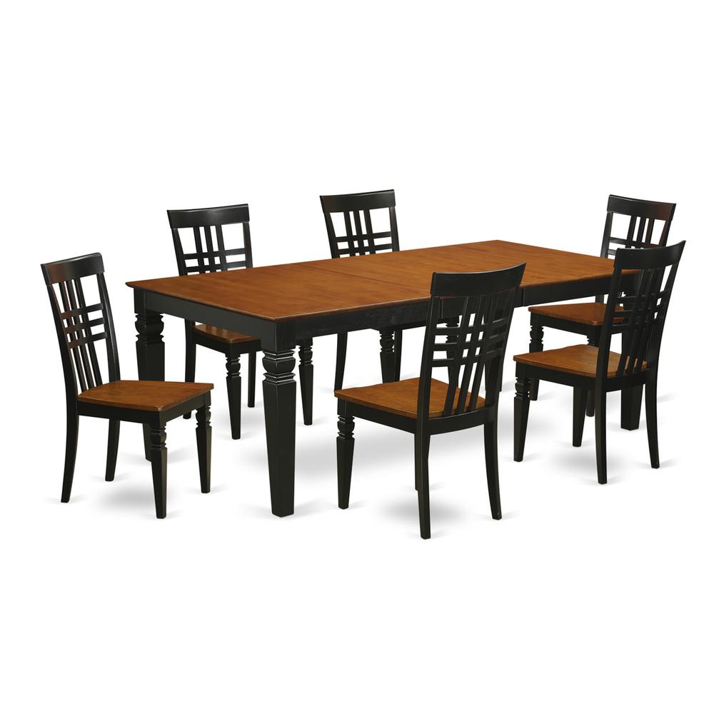 7  PcTable  and  chair  set  with  a  Table  and  6  Dining  Chairs  in  Black  and  Cherry. Picture 1