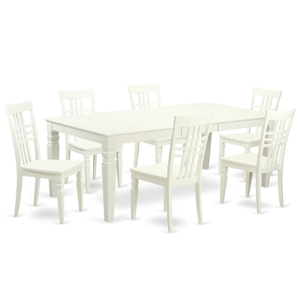 7  PcTable  set  with  a  Dining  Table  and  6  Dining  Chairs  in  Linen  White. Picture 1