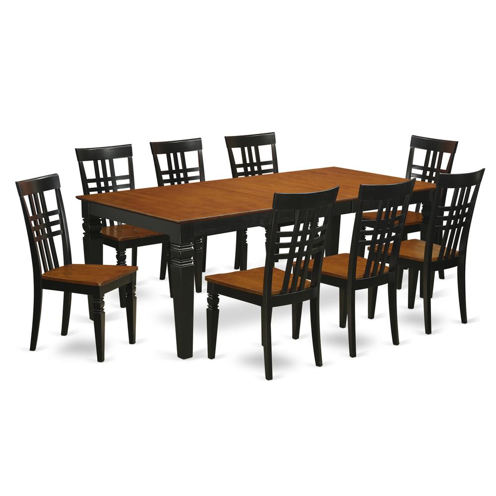 9  Pc  Table  and  chair  set  with  a  Dining  Table  and  8  Dining  Chairs  in  Black  and  Cherry. Picture 1